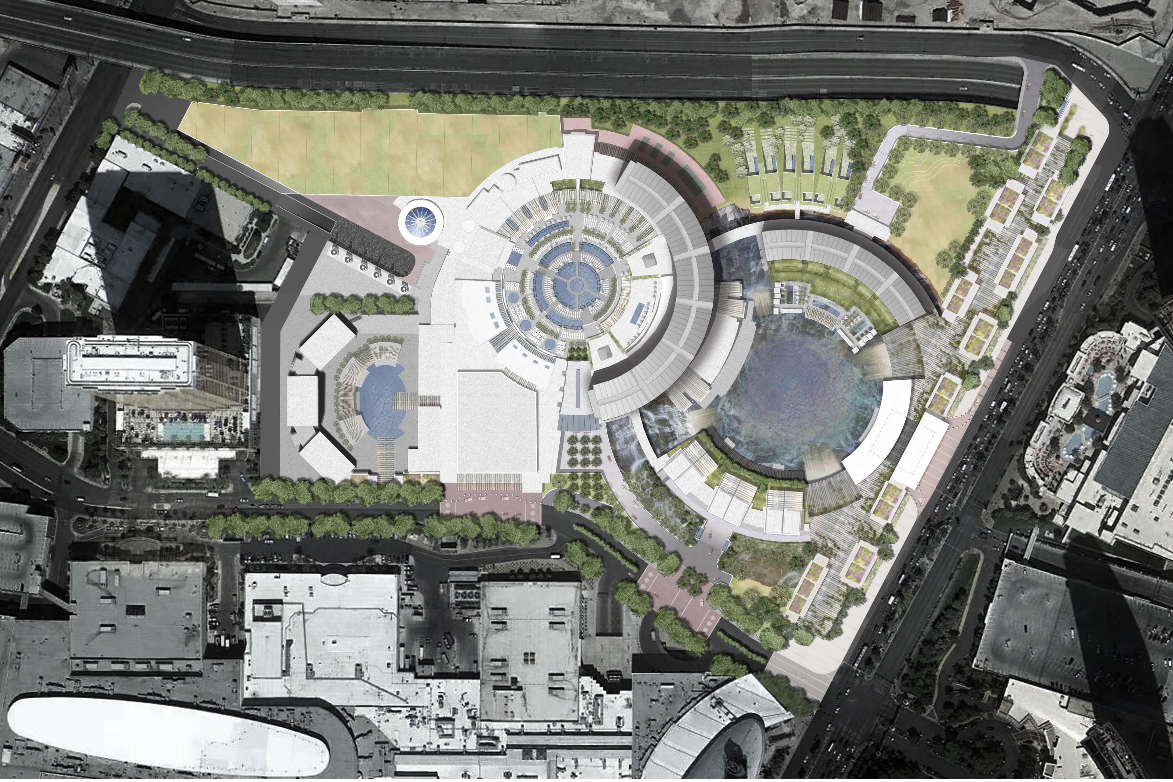 Resort master plan: two circles organizing the neighborhoods.